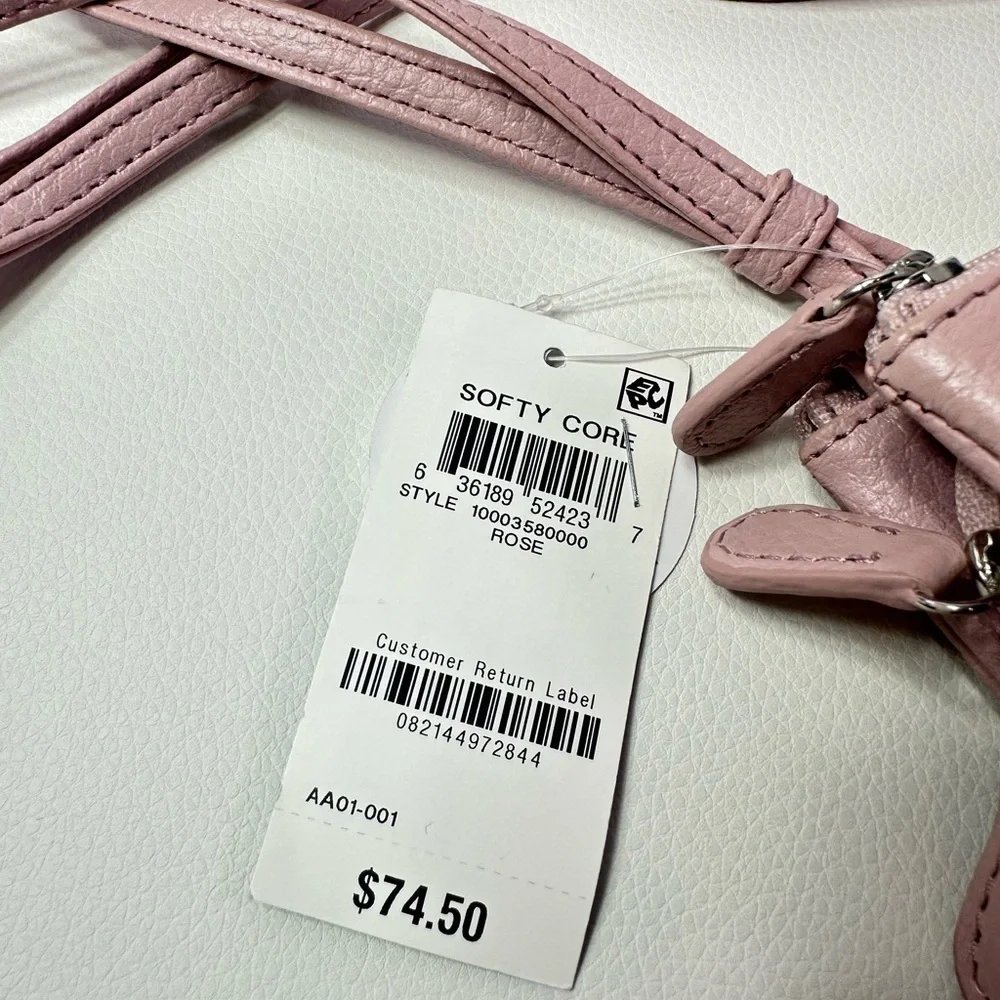 NEW Women's Gianni Bernini Pink Rose Triple Zip Dasher Leather Crossbody - Picture 11 of 12